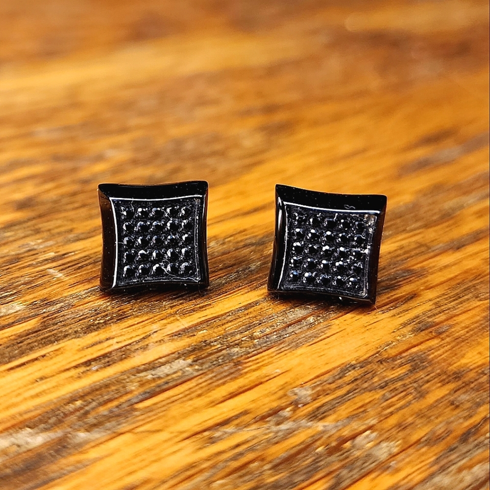 Black stainless steel earrings